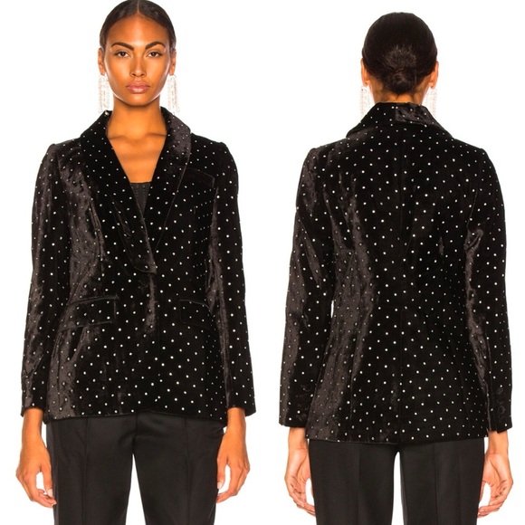 Self-Portrait Jackets & Blazers - Self Portrait Velvet Diamante Jacket Black